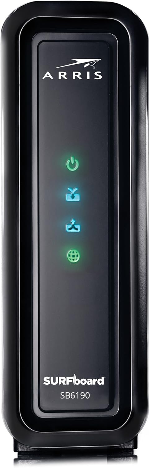 ARRIS SURFboard SB6190 DOCSIS 3.0 Cable Modem, Approved for Cox, Spectrum, Xfinity & others (Black), 800 Mbps Internet Plan