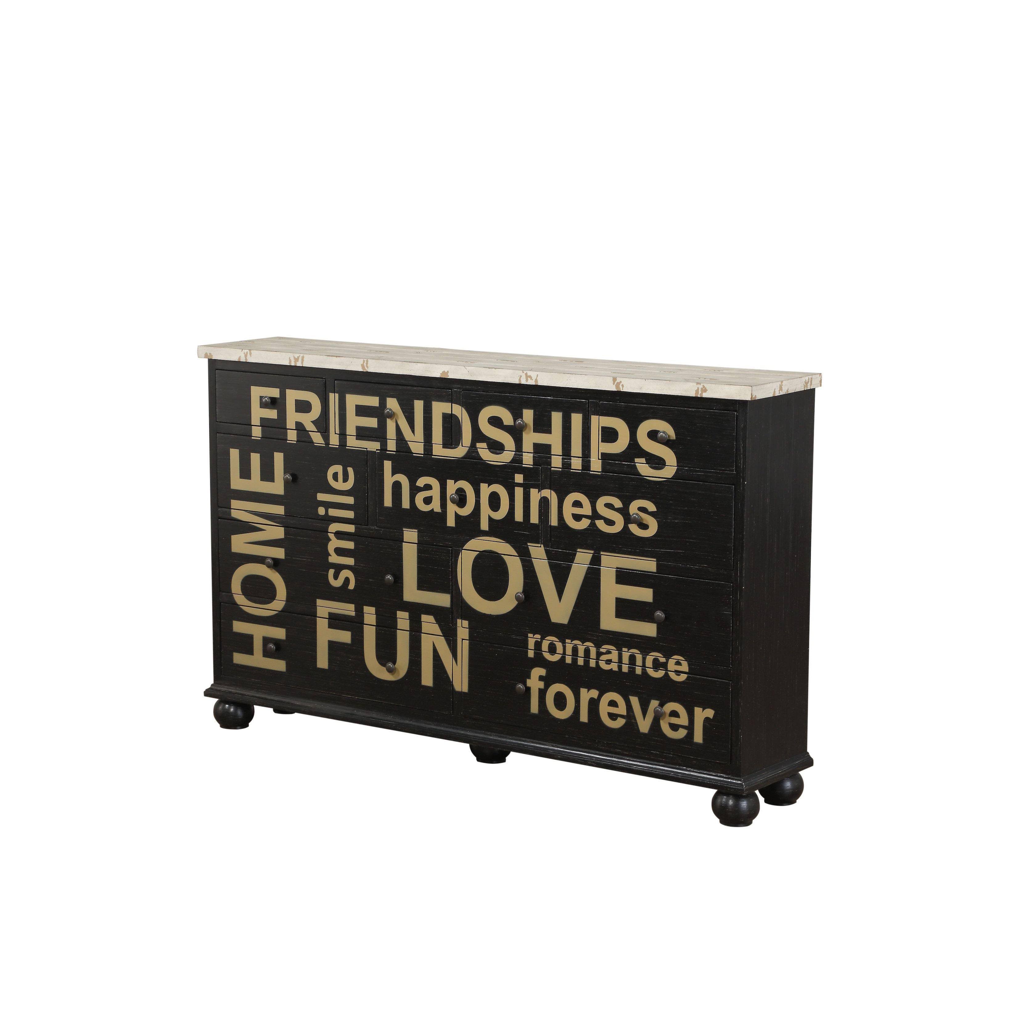 Acme Arwin Console Table Antique Black u0026 White Washed