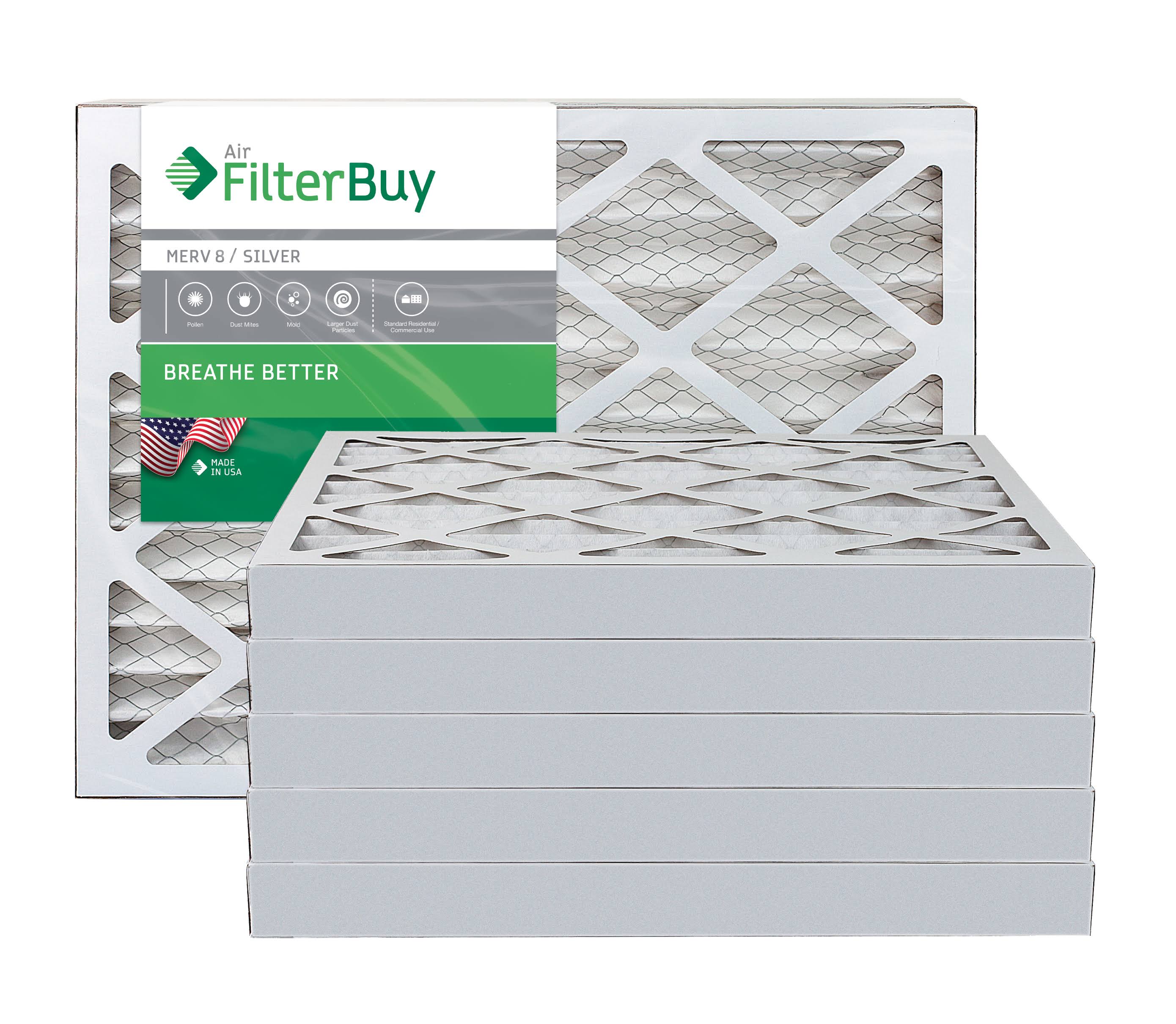 AFB Silver MERV 8 12x15x2 Pleated AC Furnace Air Filter. Pack of 6 Filters. 100% produced in The USA.