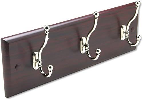 Safco Products 4216MH Wood Wall Rack 3 Hook Mahogany/Silver