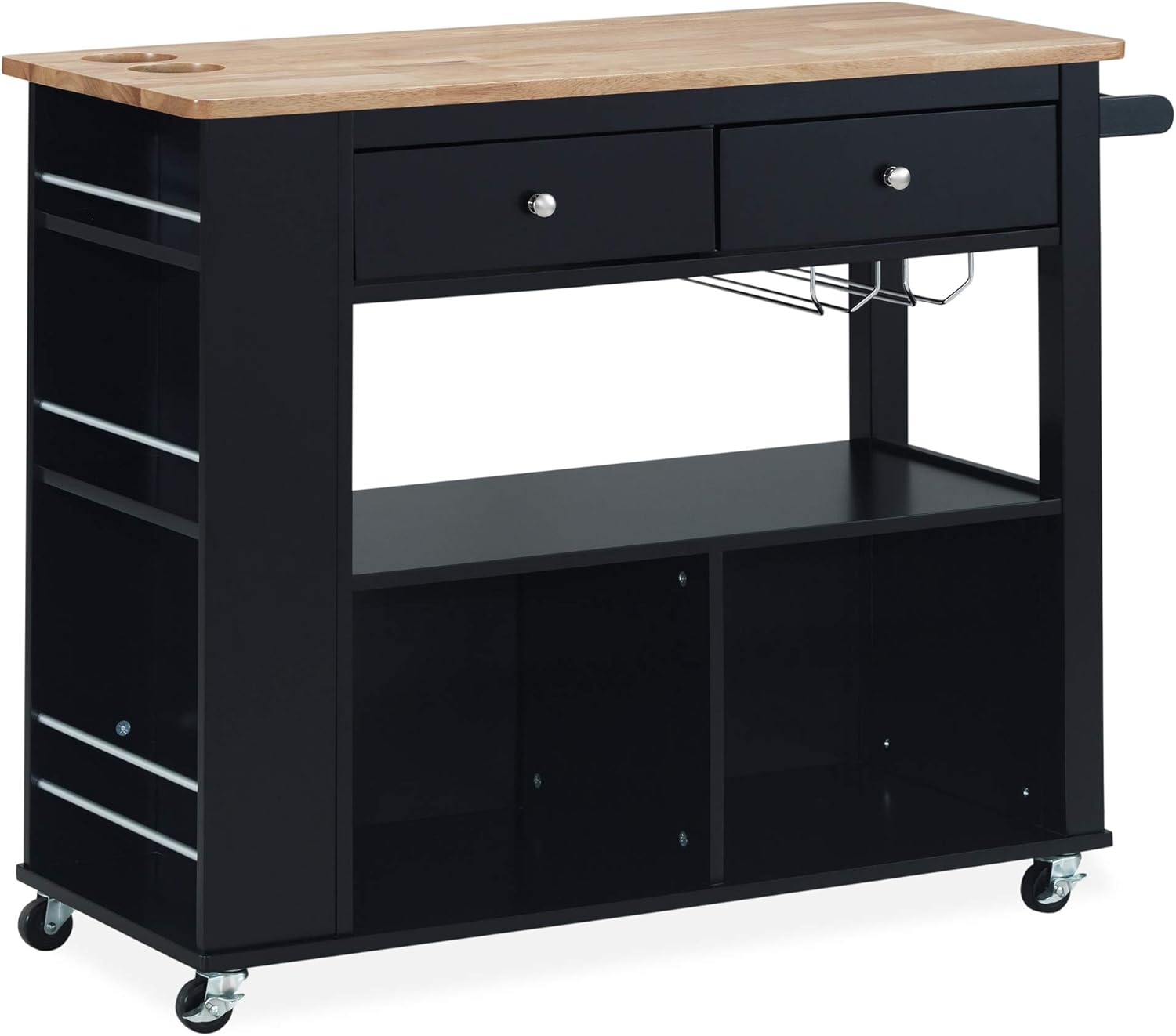 Christopher Knight Home Deborah Kitchen Cart with Wheels, Black, Natural