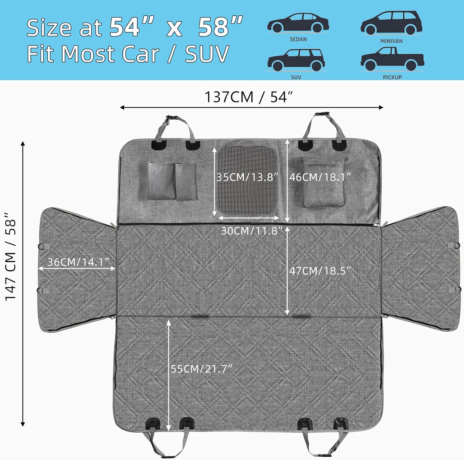 SEVVIS Car Dog Cover Back Seat - Dog Hammock for Car Backseat - Dog Car Seat Cover for Back Seat Waterproof,Car Hammock for Dogs with Mesh Window,Dog Seat Covers for SUV,Trucks,Scratchproof Nonslip Pack of 2