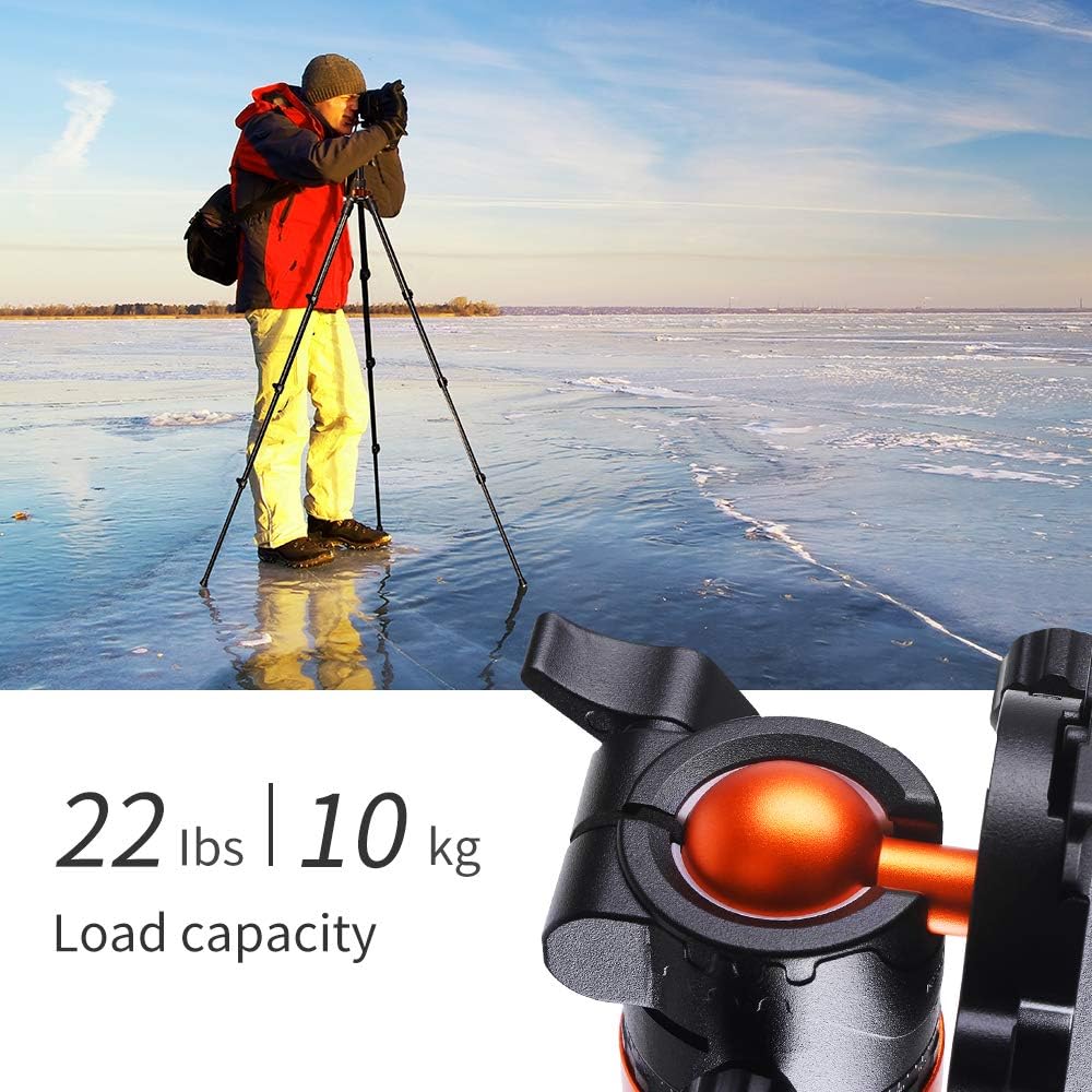 K&F Concept S210 78 inch Camera Tripod for DSLR Compact Aluminum Tripod with 360 Degree Ball Head and 10KG Load for Travel and Work