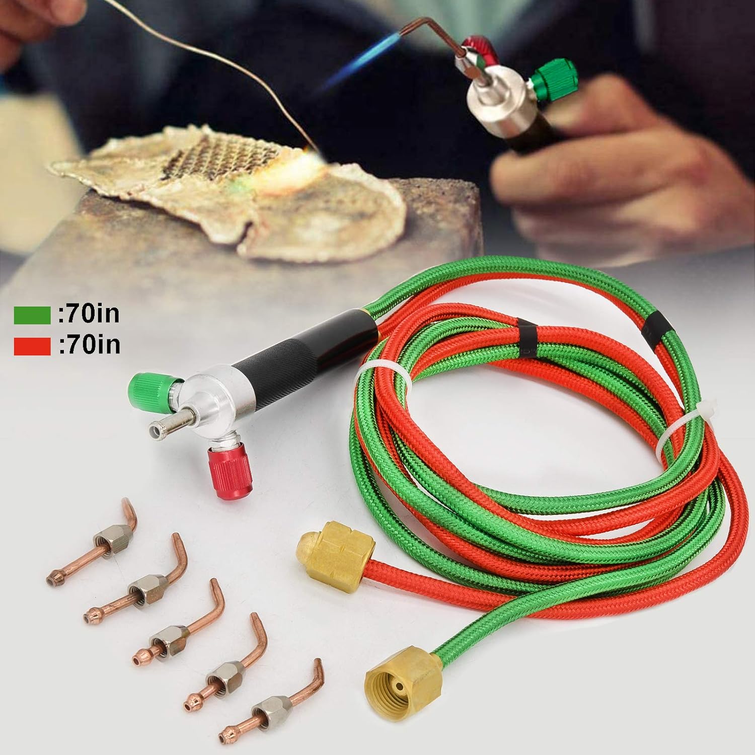 The Little Torch Soldering Welding & 5 Tips, Jewelry Repairing Torch Mini Gas Torch Micro Torch Oxygen Acetylene Welding Torch with Hoses.