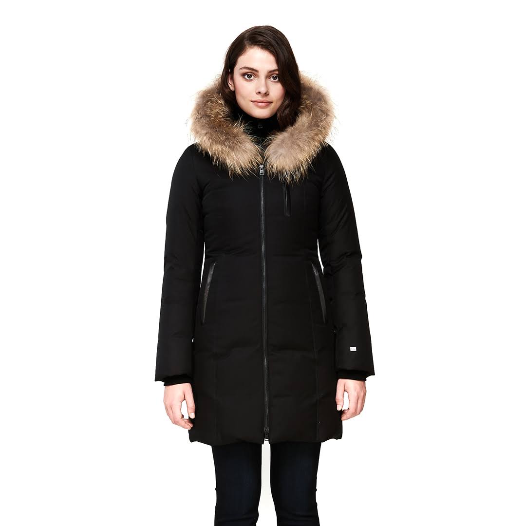 Soia & Kyo Christy Fur Trim Brushed Down Coat - Black