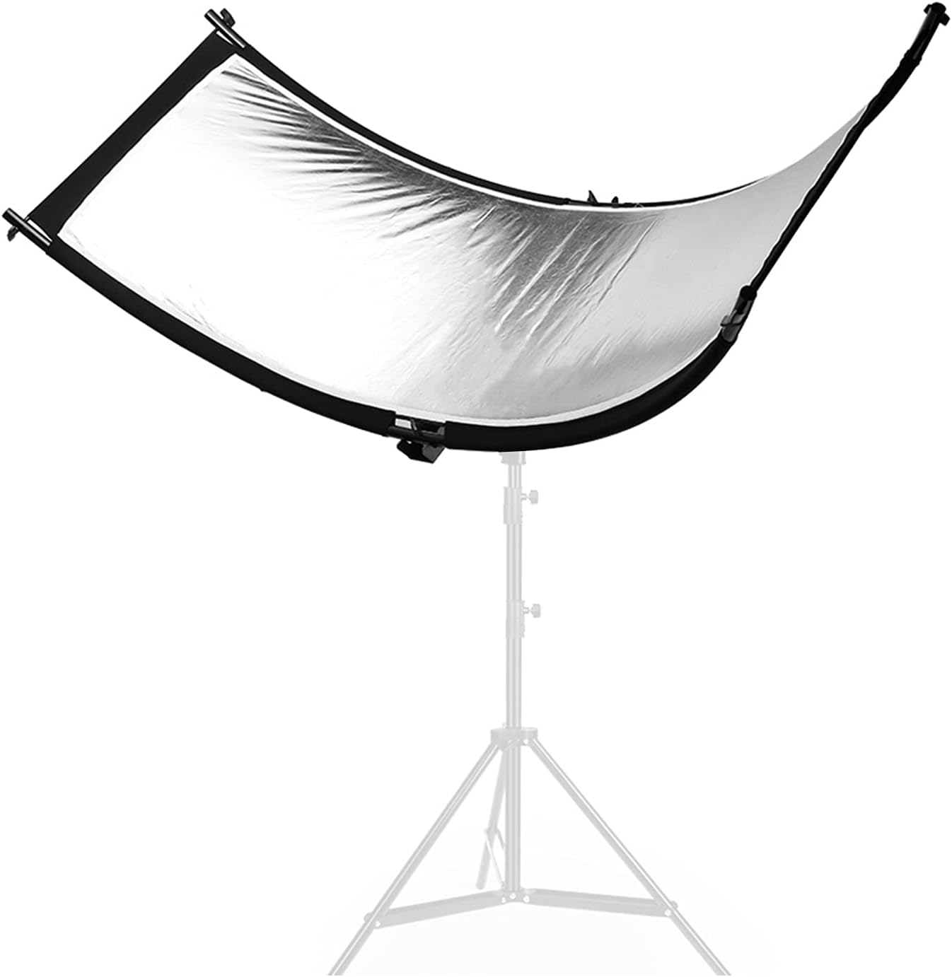 Clamshell Light Reflector/Diffuser,60x24 inch Photography Curved Arclight Lighting Reflector for Photo Portrait Video Studio Shooting,Black/White/Gold/Silver(Light Stand Not Included)