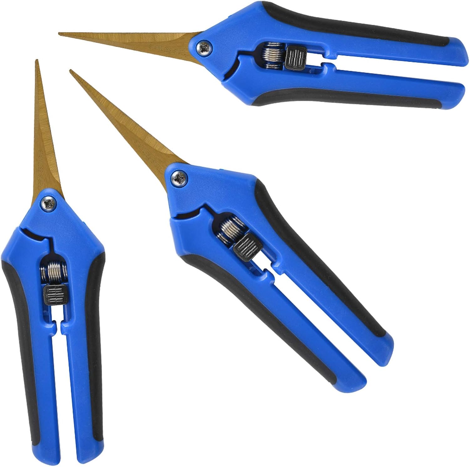 GROWNEER 3 Packs Pruning Shears with Curved Blades Gardening Hand Pruning Snips Titanium Coated Precision Blades