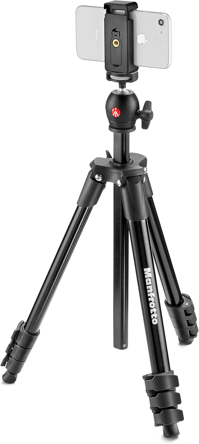Manfrotto Compact Light Aluminum 4-Section Tripod Kit with Ball Head, Black (MKCOMPACTLT-BK) Pack of 2