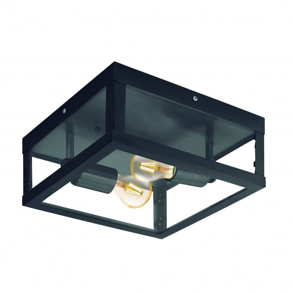 Eglo Alamonte1 2 Light IP44 Ceiling Light Black Close to Ceiling Light