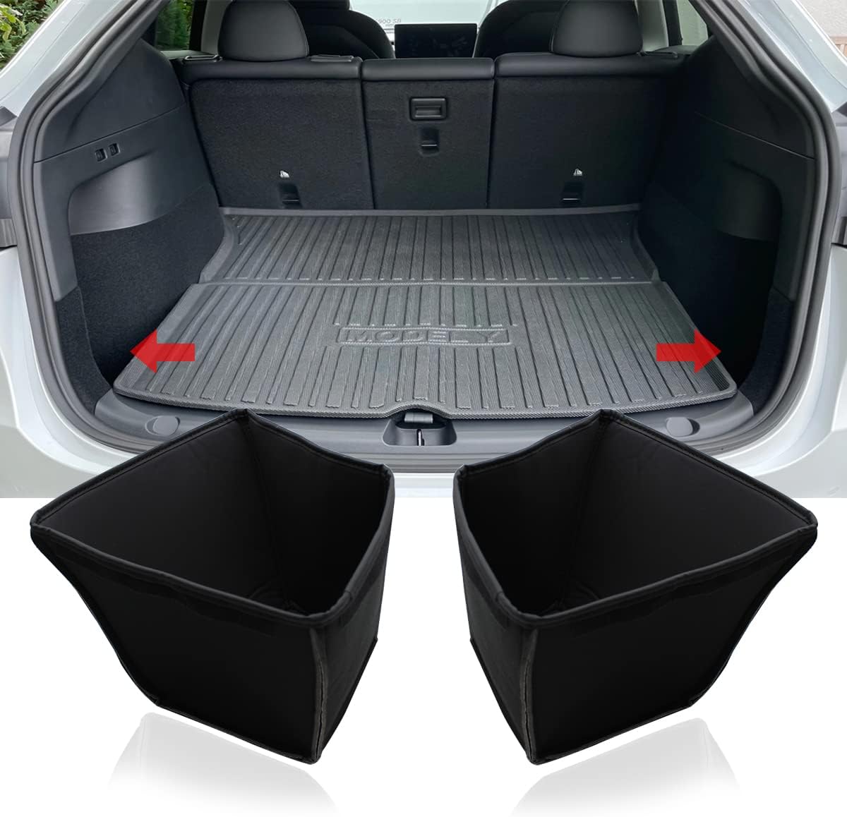 Tesla Model Y 2020 2021 2022 Trunk Organizer Fit Tesla Model Y Trunk Sorage Bins Tesla Accessories (2 Side Organizer) Pack of 2