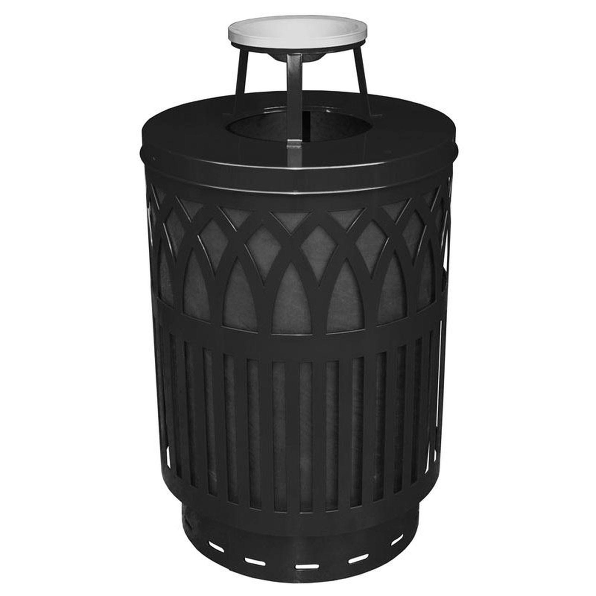 Witt Industries Black Covington Waste Receptacle w/ Ash Top COV40P-AT-BK