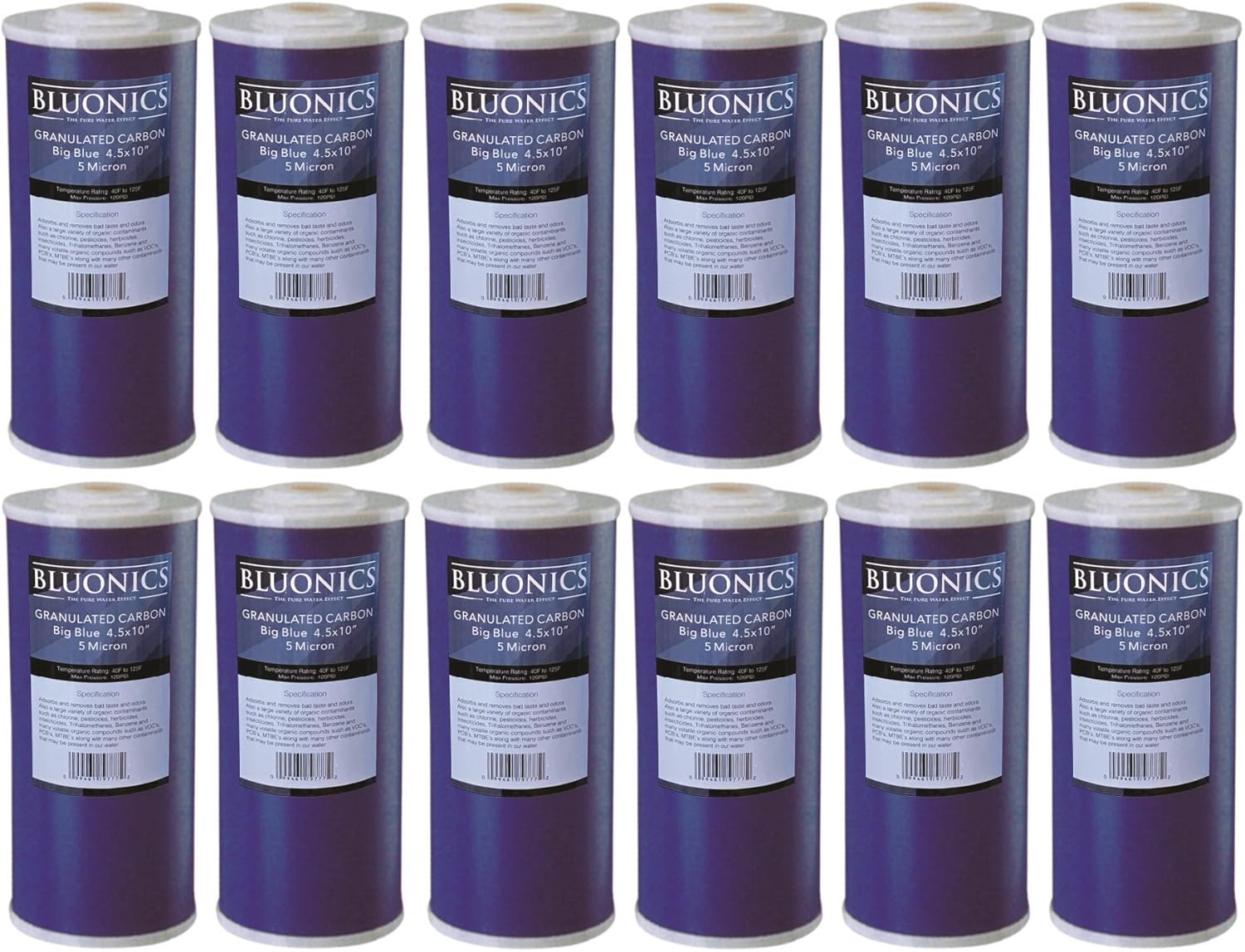 Bluonics 12-pack Carbon Water Filters GAC Granulated 4.5