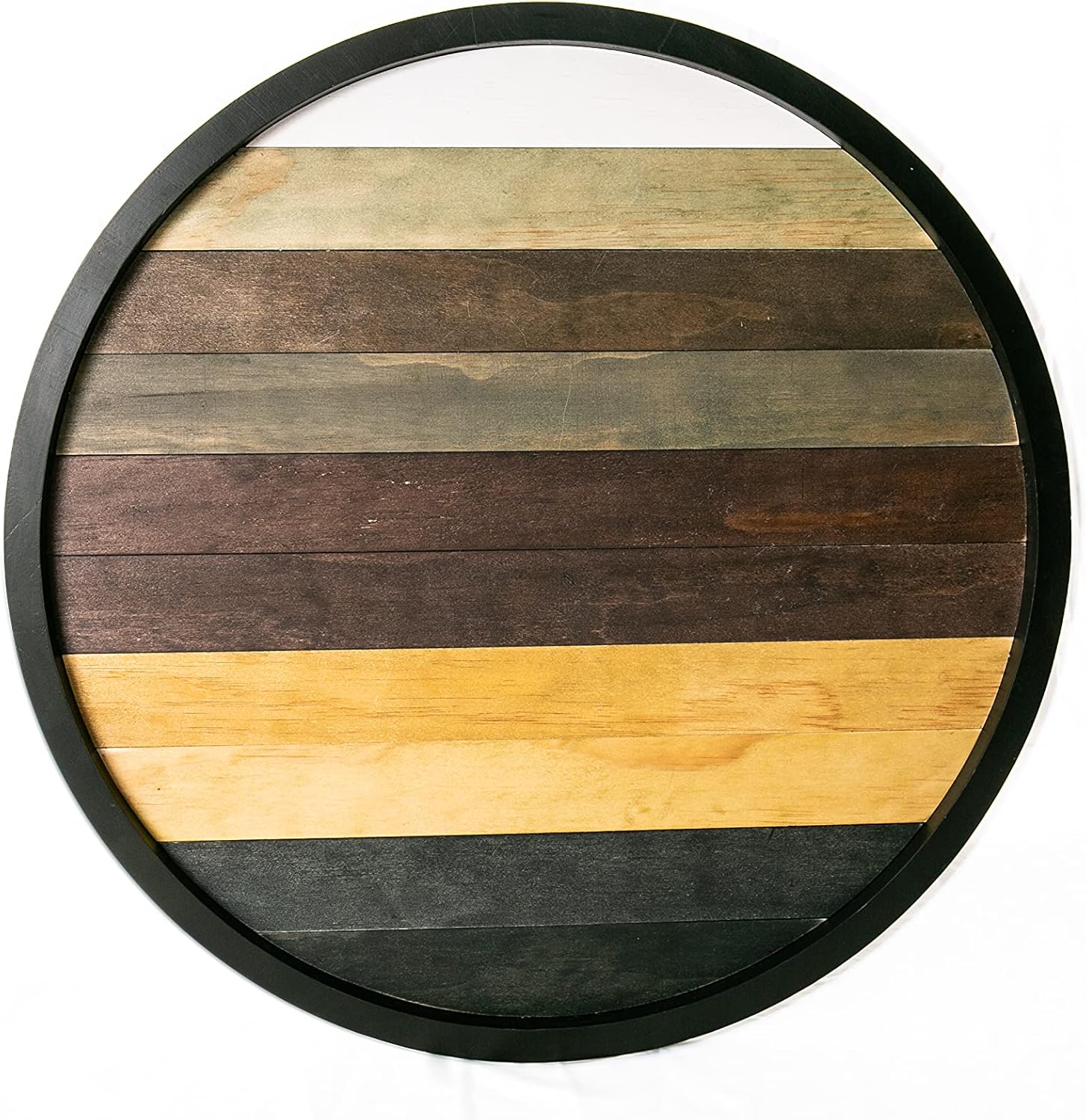 HOME BREEZES Extra Large Wooden Lazy Susan- Round Wood Ottoman Turntable Tray, Serve Tea, Coffee, or Breakfast in Bed, Classic Circle Wooden Tray for Tabletop, Decorative Serving Tray. Pack of 2