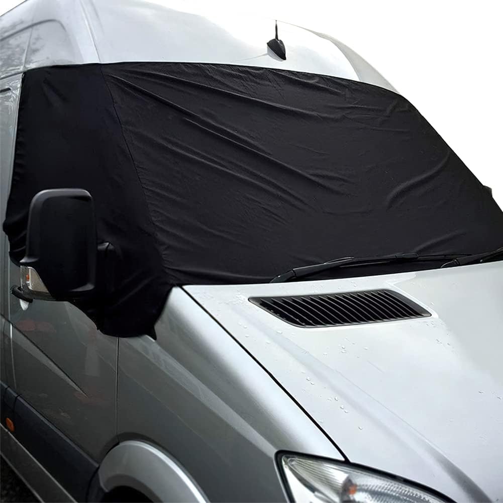 YSISLY Custom Fit Over Drive RV Windshield Cover for Mercedes Sprinter '06 - '17, Crafter Mercedes Sprinter Window Screen Cover Black