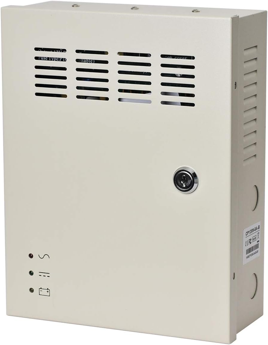 EVERSECU 9 Channel 12V 5Amp DC Metal Boxed Cabinet Regulated UPS Power Supply Unit with Backup Battery Link for Burglar Alarms CCTV Cameras PTZ Access Control (Battery Not Included) Pack of 2