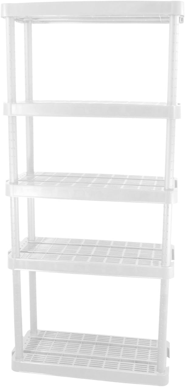 Gracious Living Medium Duty Adjustable Ventilated Storage Shelving Unit, 5 Shelf