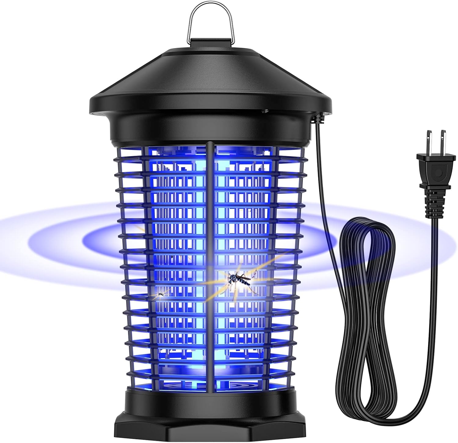 Bug Zapper Outdoor, 4000V 5ft Cord Mosquito Killer Lantern, Attracts Gnats Flies Mosquitoes & Flying Insects, Waterproof Attractant Trap for Indoor & Outdoor - Backyard, Patio, Deck, Garden, Camping