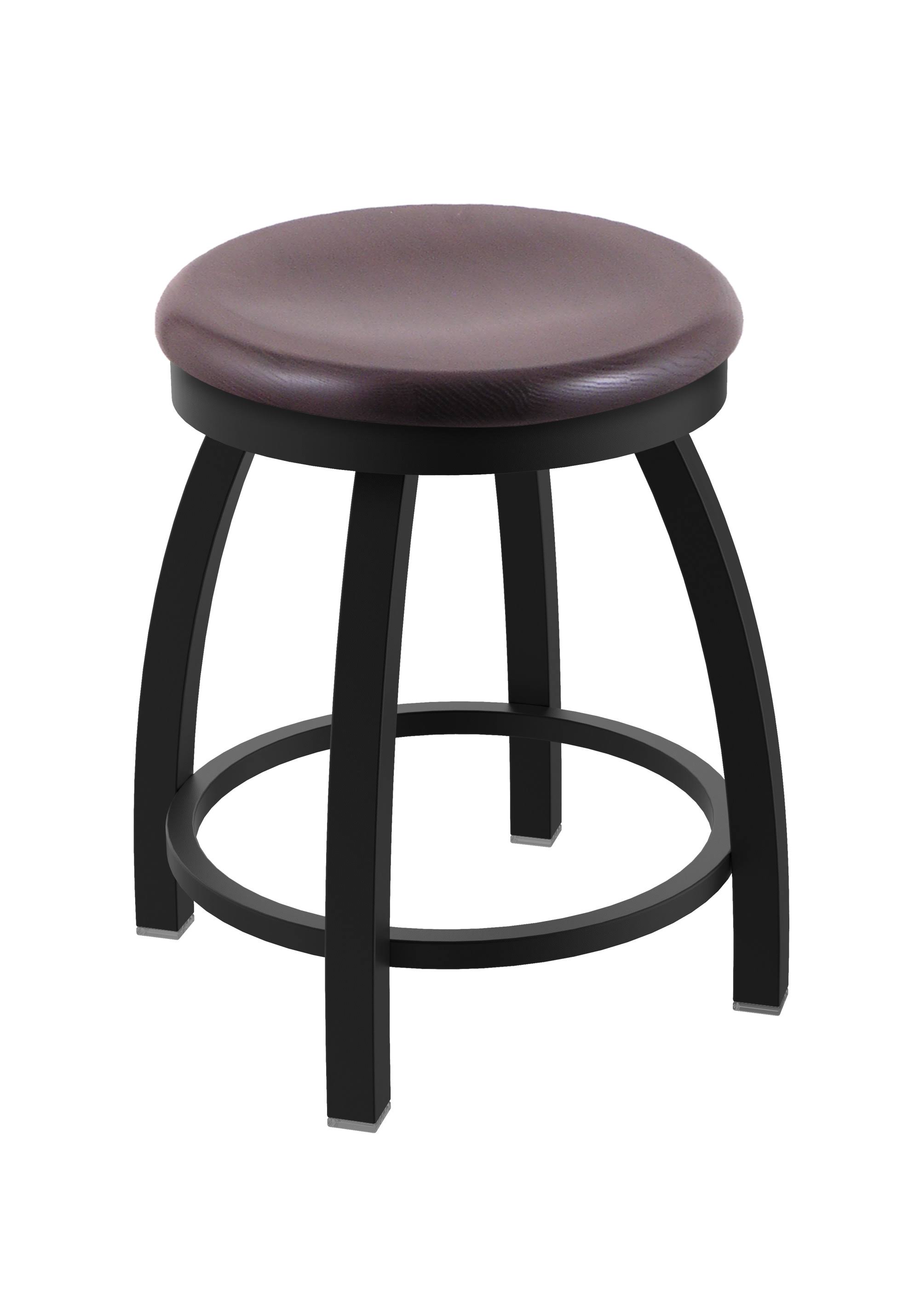 Holland Bar Stool 802 Misha 18x22 Swivel Vanity Stool with Black Wrinkle Finish and Dark Cherry Oak Seat