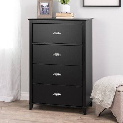 Apryle 4 Drawer Chest Red Barrel Studio Color: Black