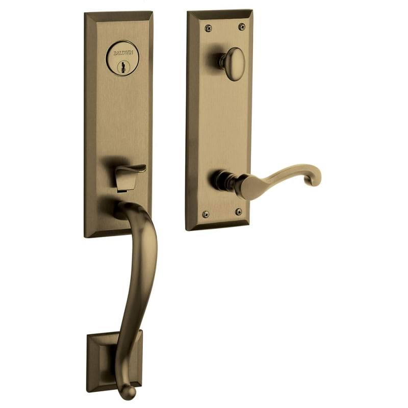 Baldwin 85355050ENTR Satin Brass and Black Keyed Entry Stonegate Single Cylinder Emergency