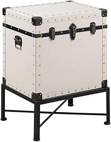 BOWERY HILL Trunk Accent Cabinet in White and Black