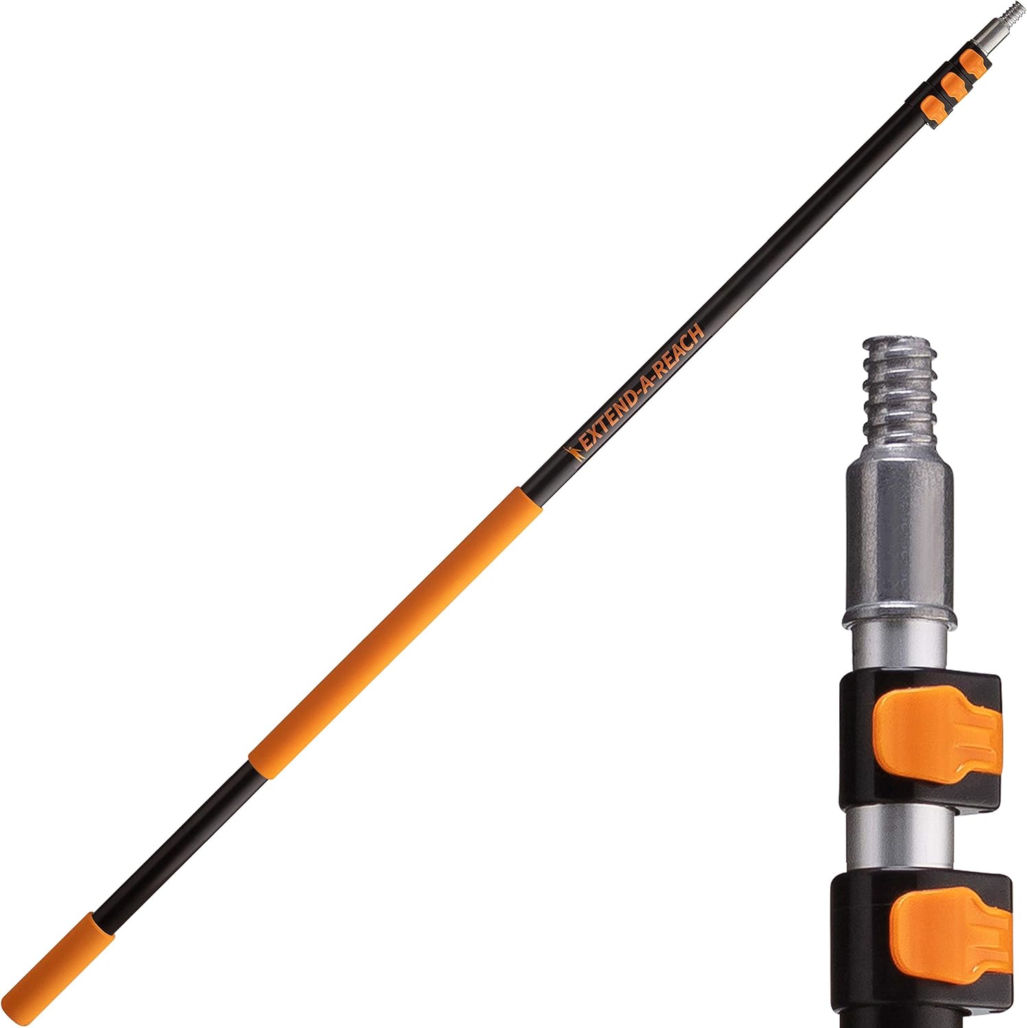 7-24 ft Long Telescopic Extension Pole // Multi-Purpose Extendable Pole with Universal Twist-on Metal Tip // Lightweight and Sturdy // Best Telescoping Pole for Painting, Dusting and Window Cleaning Pack of 2