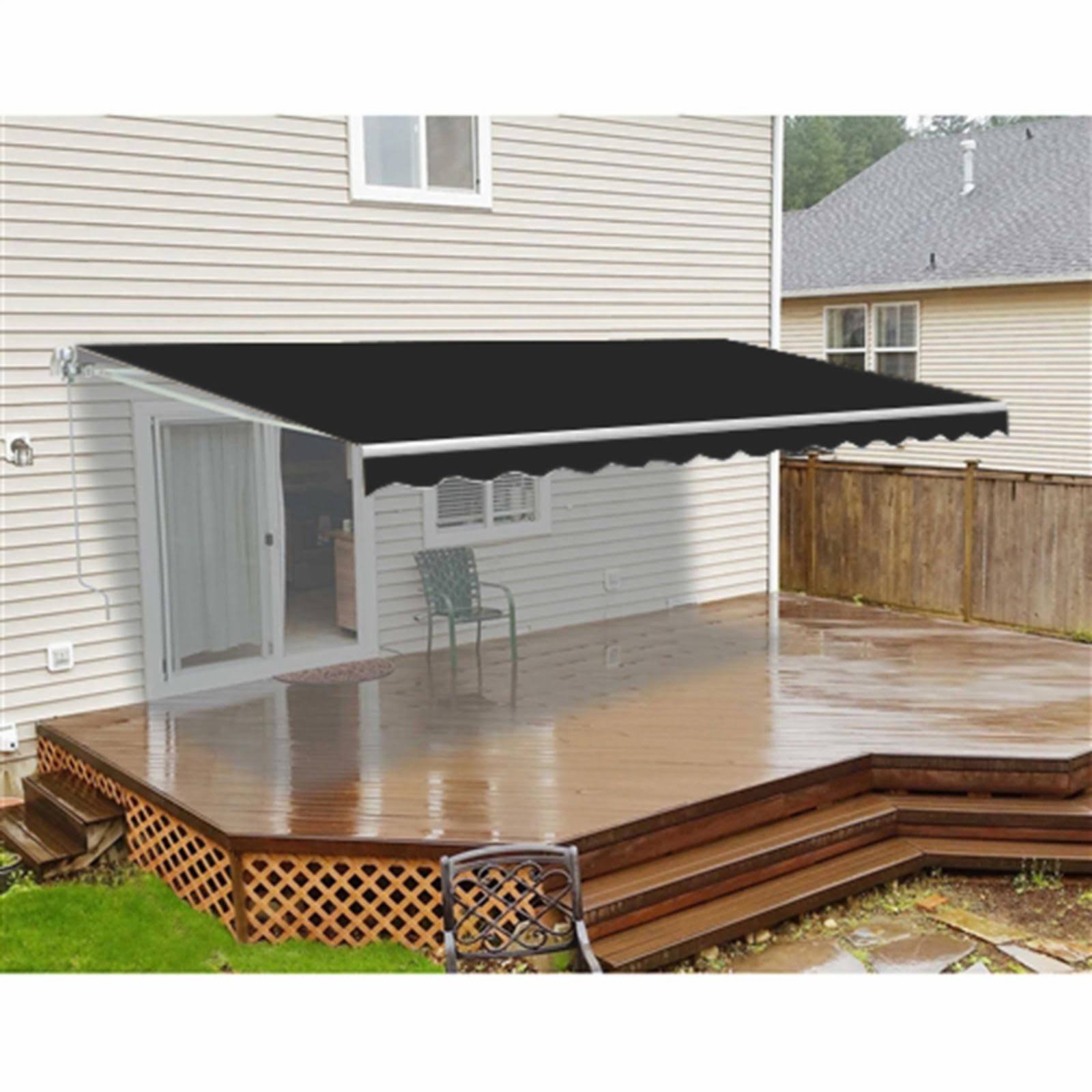 Aleko Motorized Retractable Patio Awning - 13x10 Feet - Black