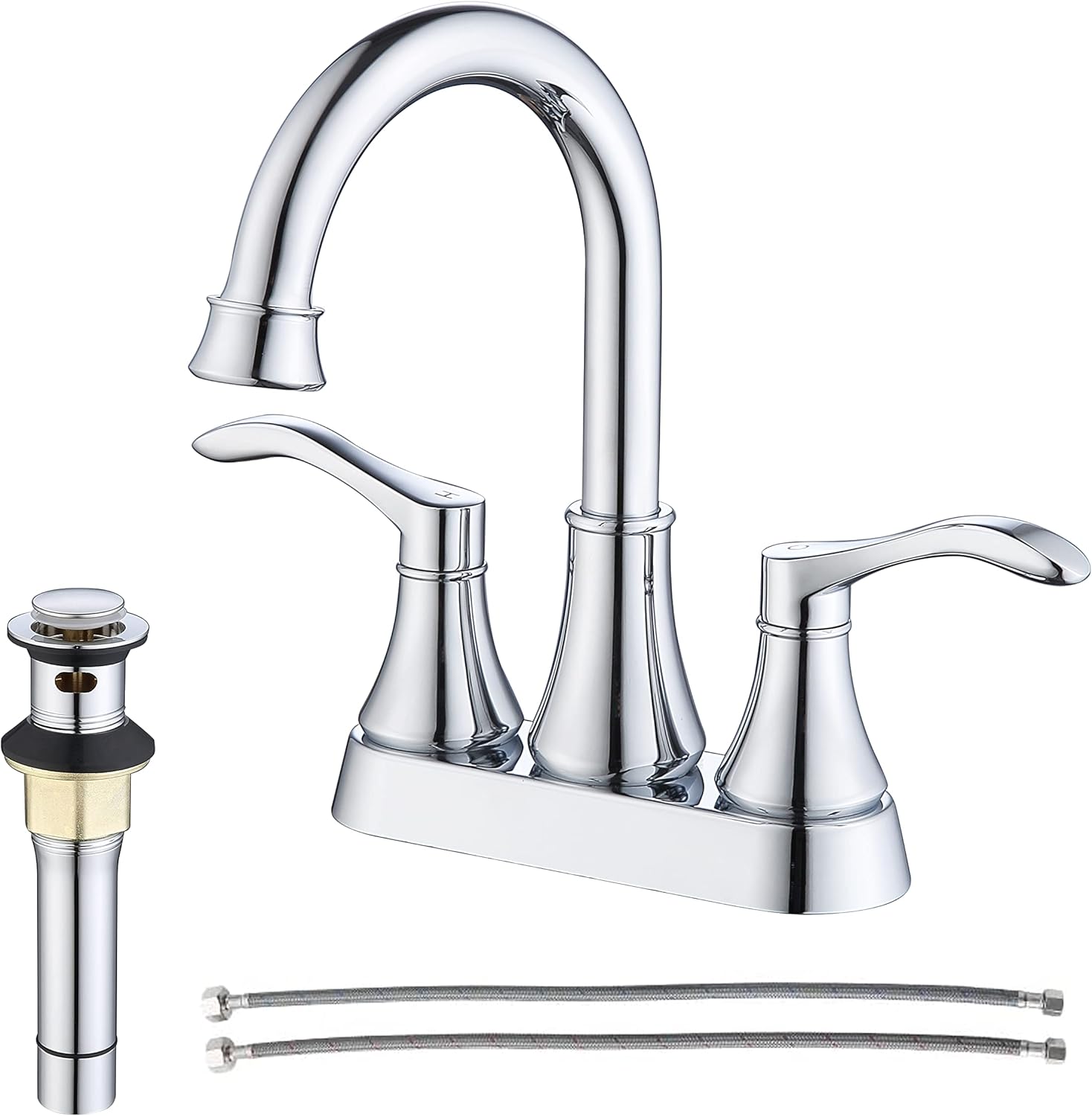 KirlystonE 2-Handle Centerset Bathroom Faucet, Modern Matte Black Vanity Faucet for 4