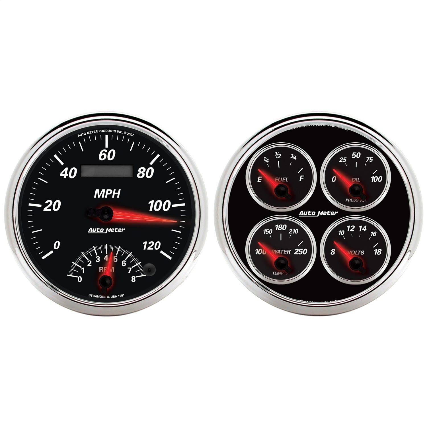 AutoMeter 1204 Designer Black II Quad Gauge/Tach/Speedo Kit