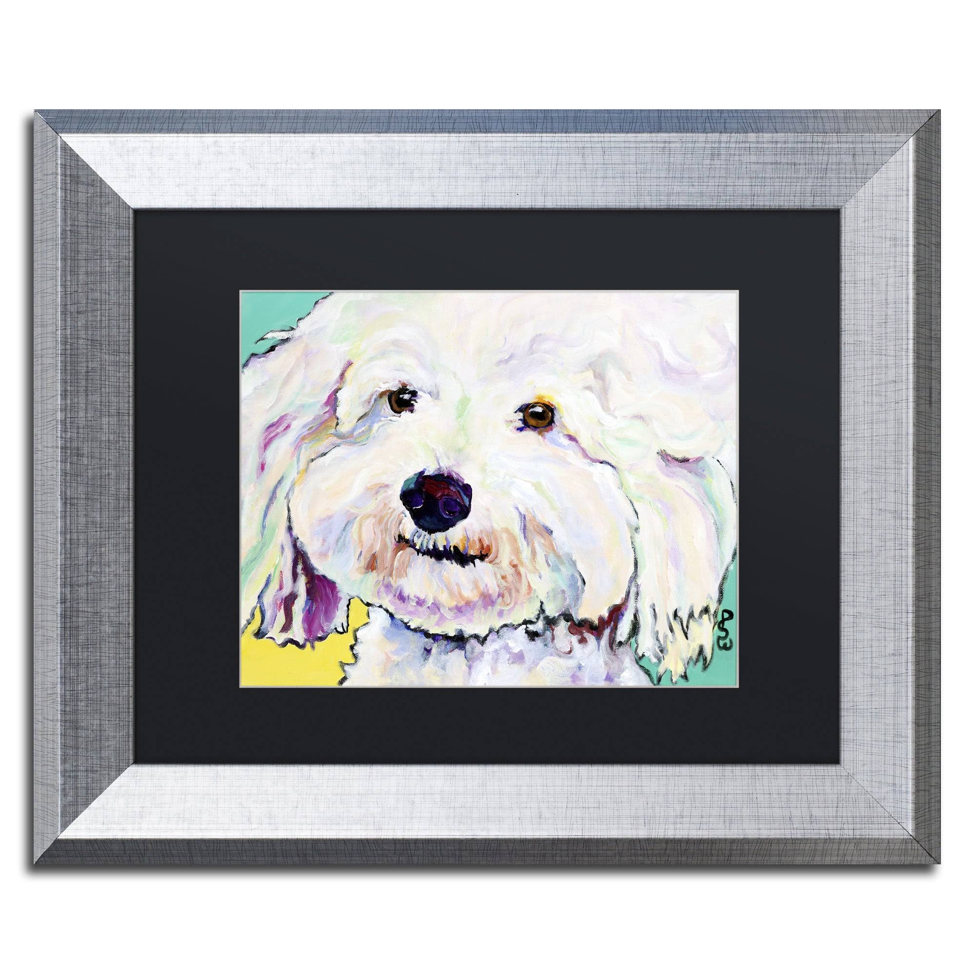 Trademark Fine Art Pat Saunders-White &Buttons& Matted Silver Framed Art Black 11x22 x 14x22