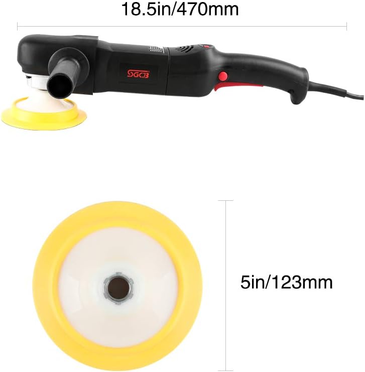 SGCB Pro 5&rdquo; RO Rotary Polisher for Auto Detail Polishing Swirl Scratch Removing, 5/8&rdquo; Spindle Thread Soft Start 6 Variable No Load Speed Dial Control Car Buffer Waxer 2-Deduction w/ 5&rdquo; Backing Plate