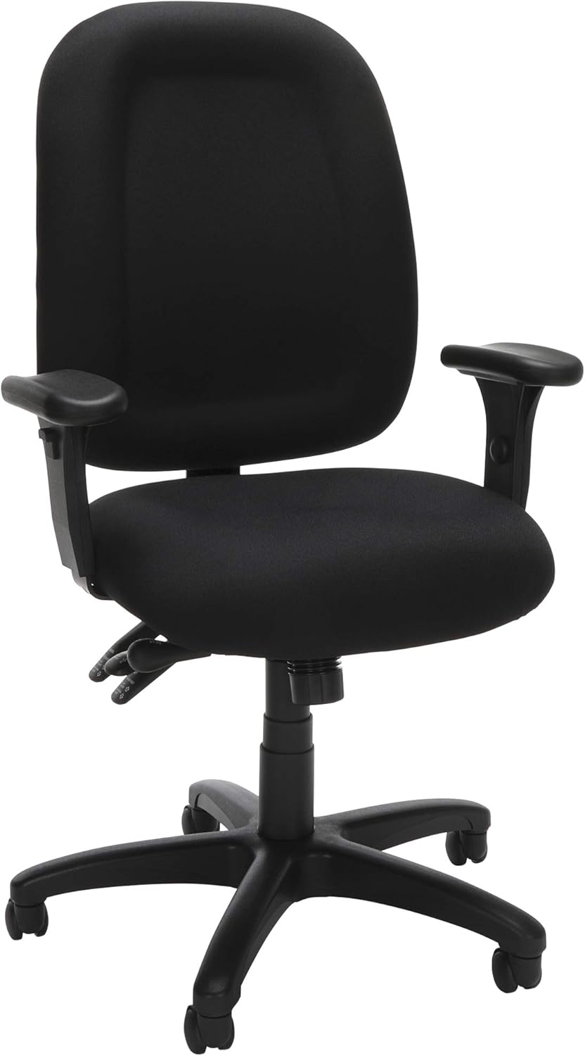 OFM Ergonomic Task Chair with Arms, Mid Back, in Black (125-805)