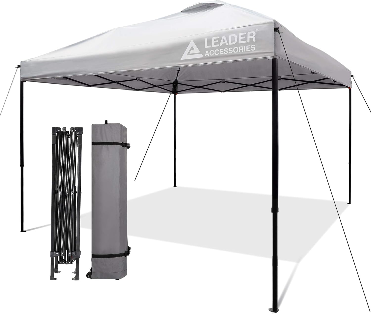 Leader Accessories Pop-Up Canopy Tent 10'x10' Canopy Instant Canopy Straight Leg Shelter with Wheeled Carry Bag, Beige