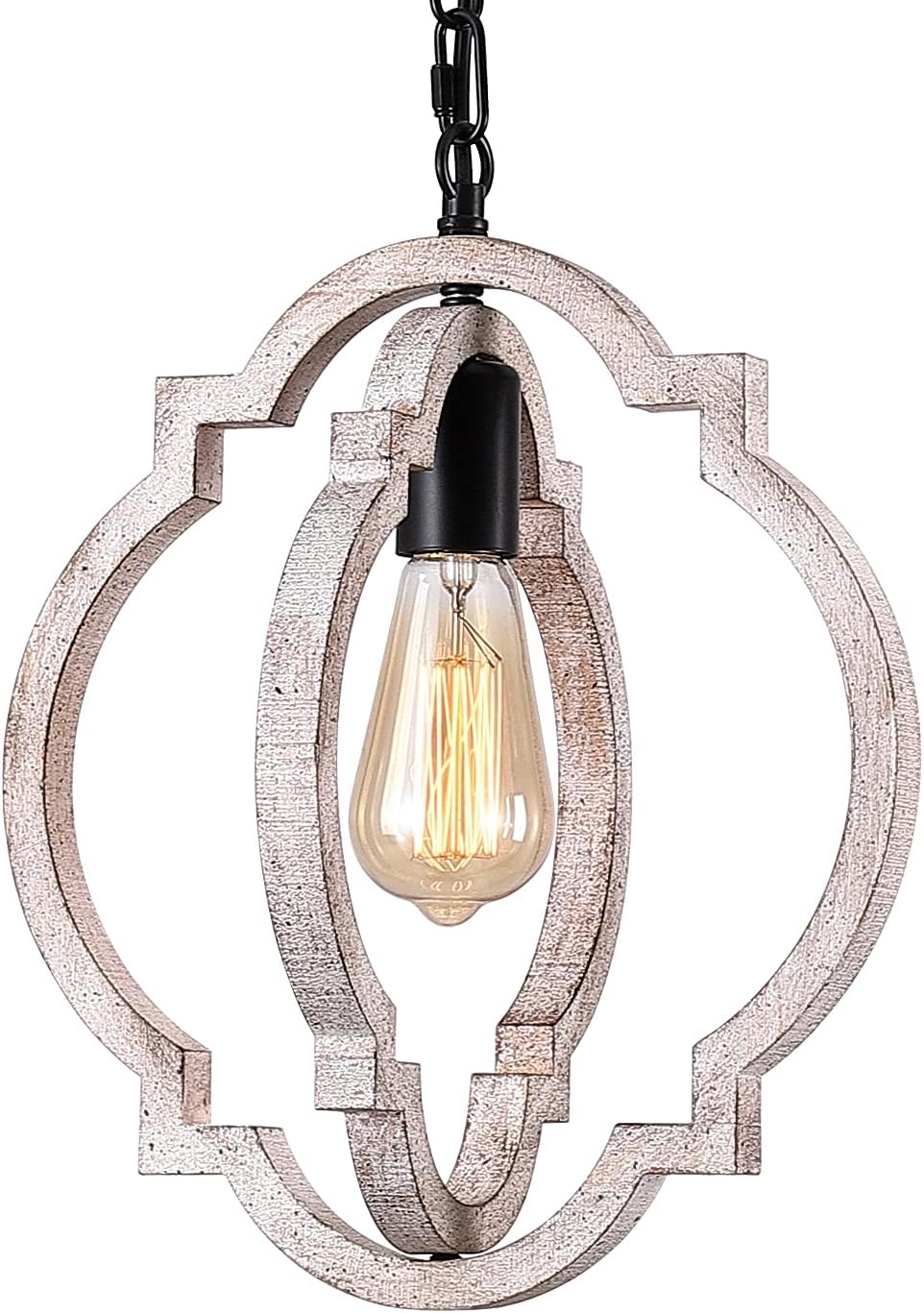 1-Light Farmhouse Wood Chandelier,Rustic Retro Pendant Light.Adjustable Height Handmade Rustic Wood Light Fixture for Foyer, Dining&Living Room, Kitchen Island, Entryway, Breakfast Area(Colour: Black)