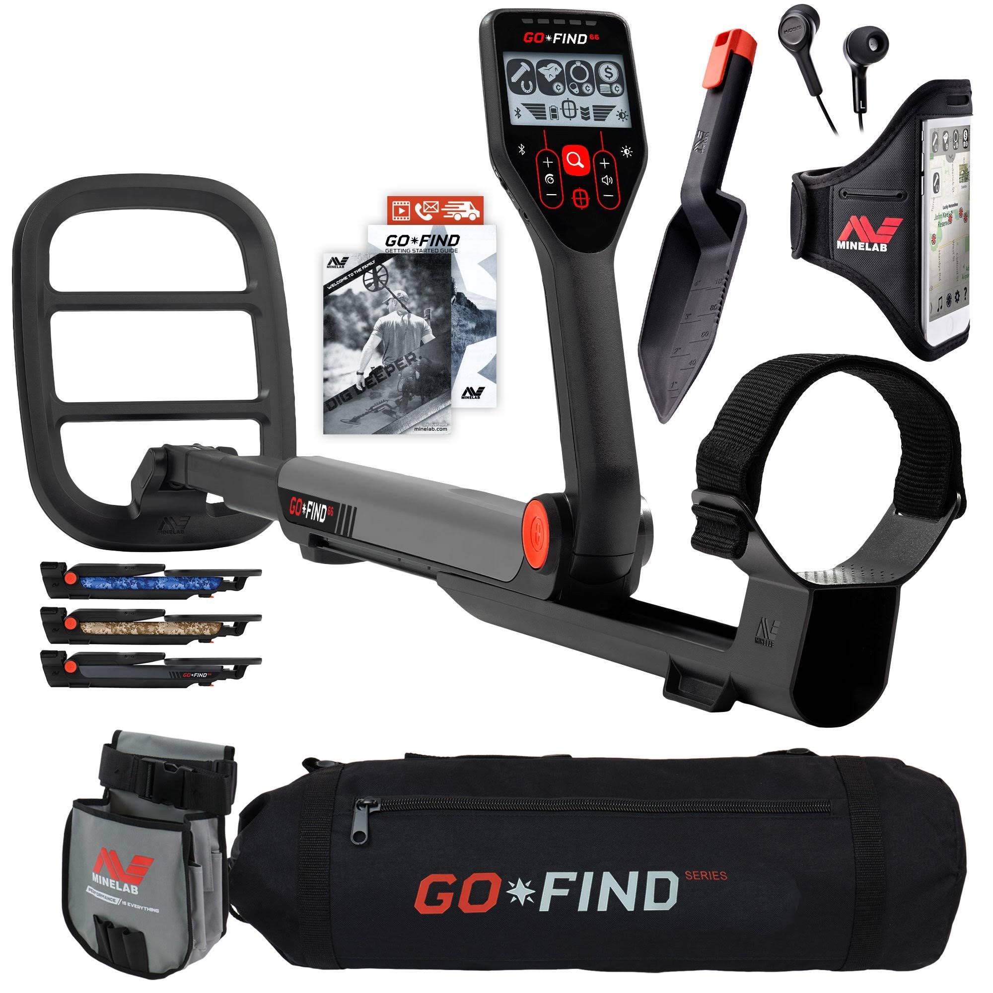 Minelab Go Find 66 Metal Detector with Black Transport Carry Bag and Finds Pouch