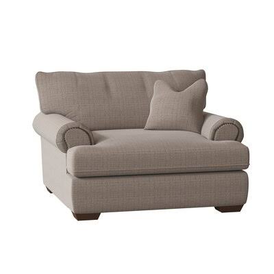 Bonin Armchair Body Fabric: Fandango Stone, Nailhead Detail: Black Nickel