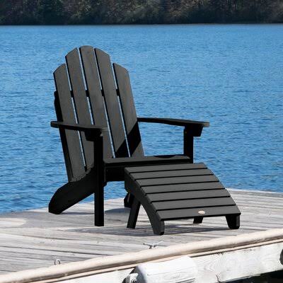Rialto Plastic Adirondack Chair with Ottoman Sol 72 Outdoor Color: Black