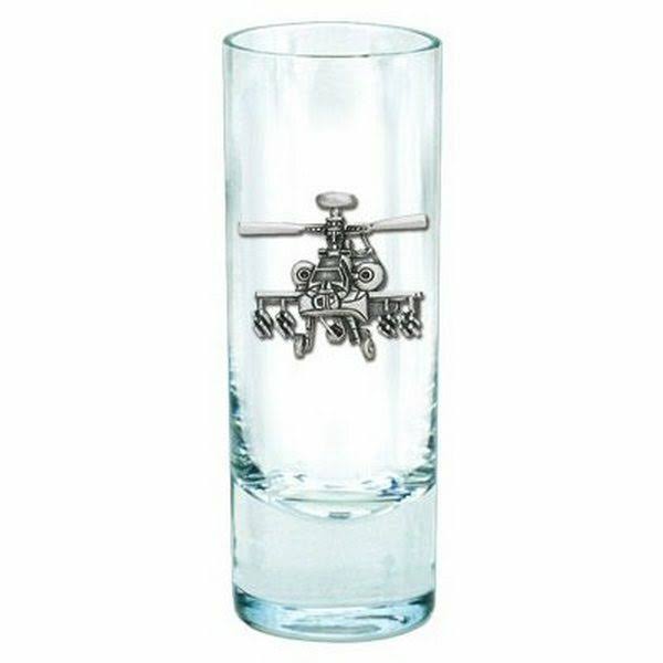 Apache Helicopter Pewter Accent Tall Shot Glasses, Set of 4