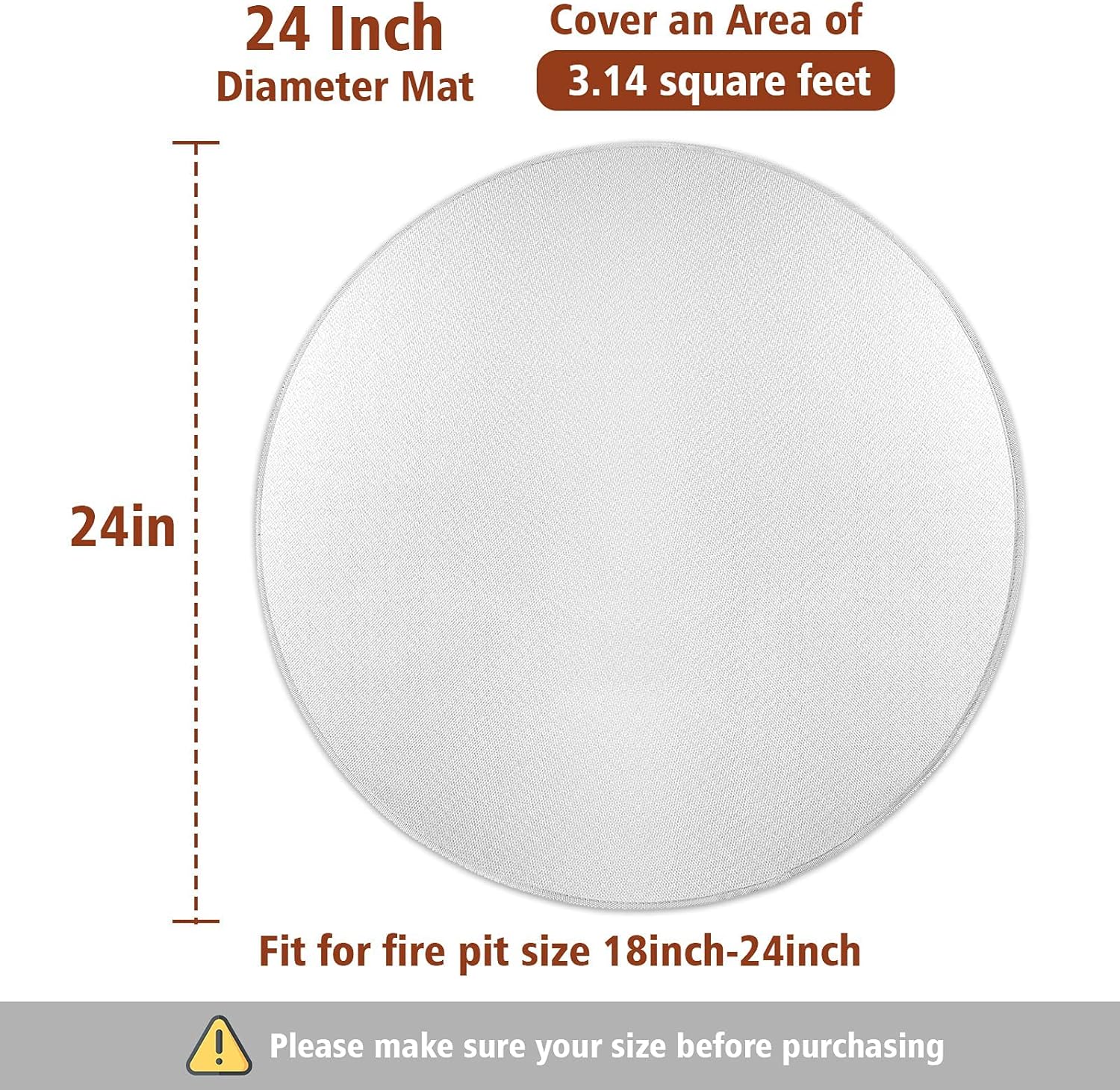 Fire Pit Mat 24 Inch Round Fireproof Mat for Grass Deck Patio Deck Protector for Fire Pit Wood Burning 5mm Thick Fire Pit pad Fire Resistant Mat Firepit Mat Grill Mat Fire Pit Accessories Outdoor