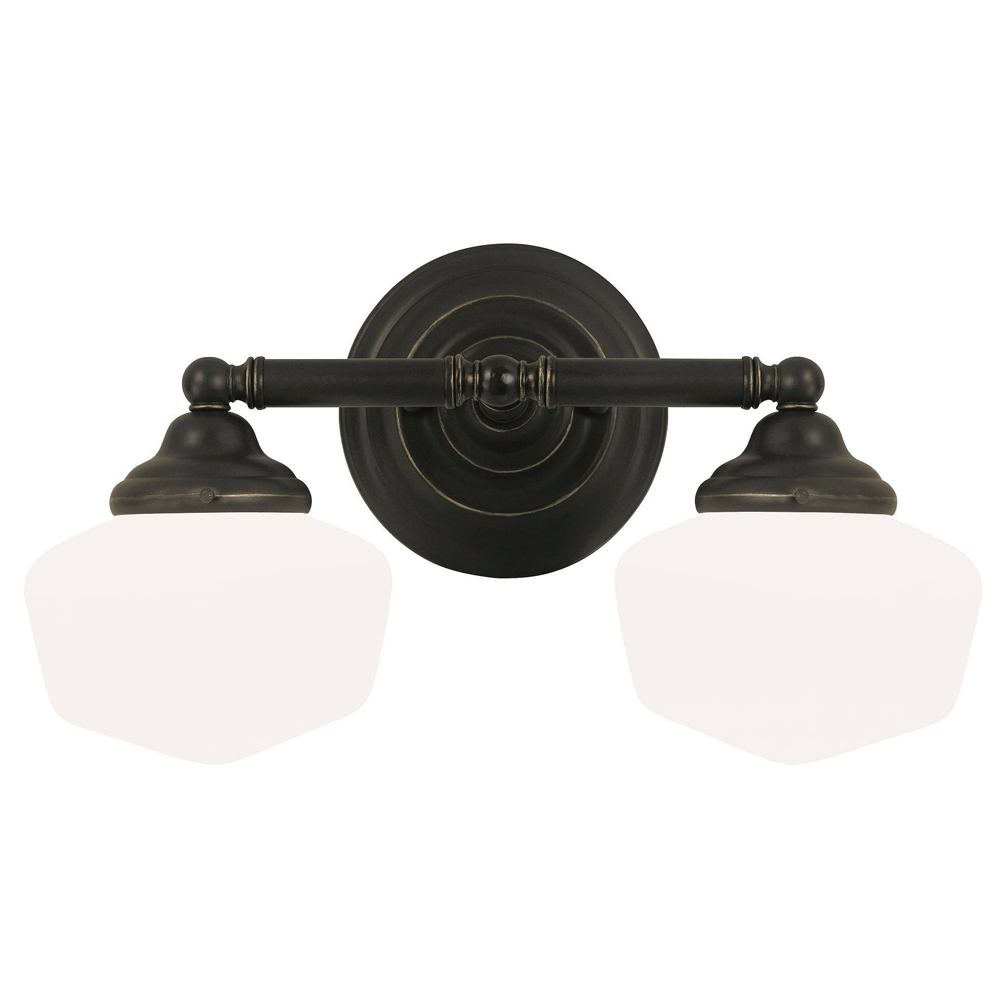 Sea Gull Lighting Academy Transitional Two Light Wall Bath Sconce, Heirloom Bronze