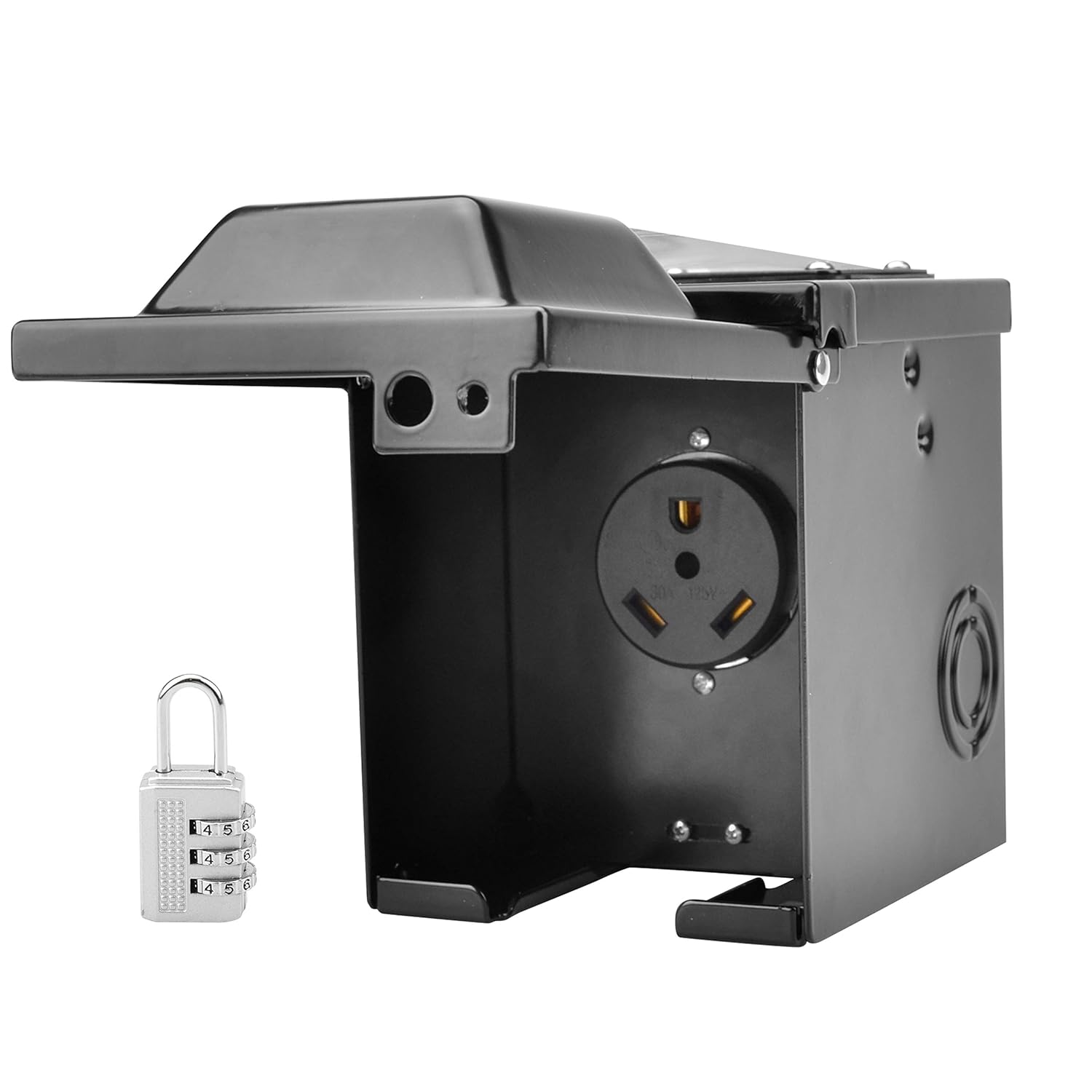 RVINGPRO 30 Amp 125 Volt RV Power Outlet Box, Enclosed Lockable Weatherproof Outdoor Electrical NEMA TT-30R Receptacle Panel, ETL Listed, Green