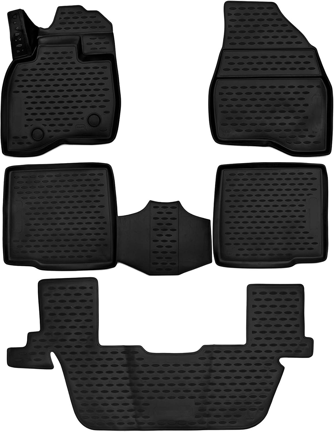 Fits 2015-2019 Ford Explorer Floor Mats 3 Row Liner Set Black for W/O 2nd Row Center Console 3D Scanned fit 2016 2017 2018