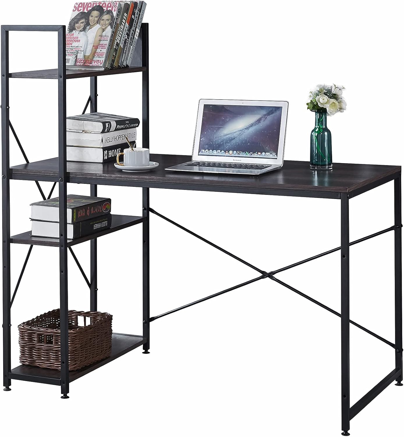 Computer Desk with Storage Shelves 47 Inch Home Office Desk Writing Tabl, Modern Simple Style, Corner Desk for Small Space Easy Assemble, Black&hellip;