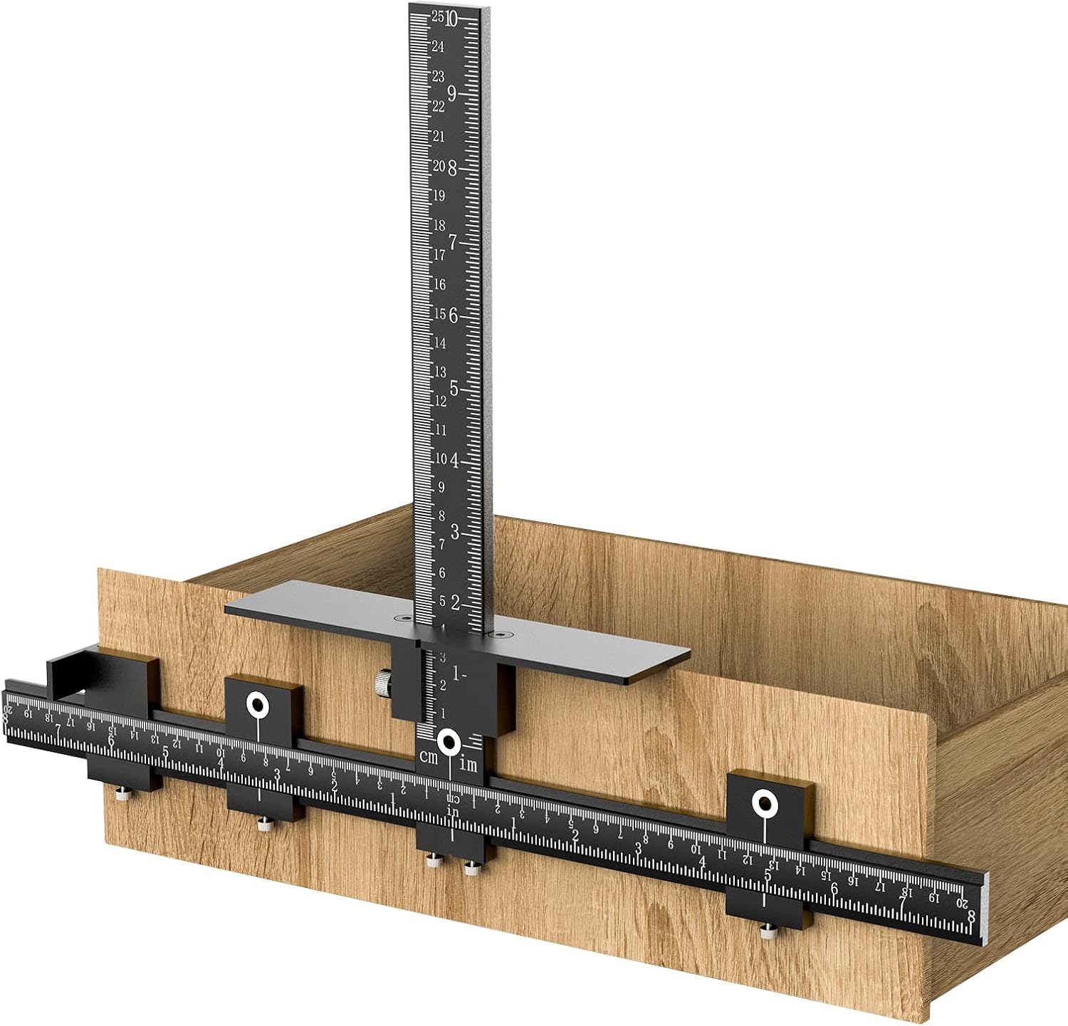 Raynesys Cabinet Hardware Jig, Aluminum Alloy Punch Locator Cabinet Drawer Drilling for Easy Installation, Adjustable Drill Guide for Door & Drawer Front Handles Punch Locator, Black Pack of 2