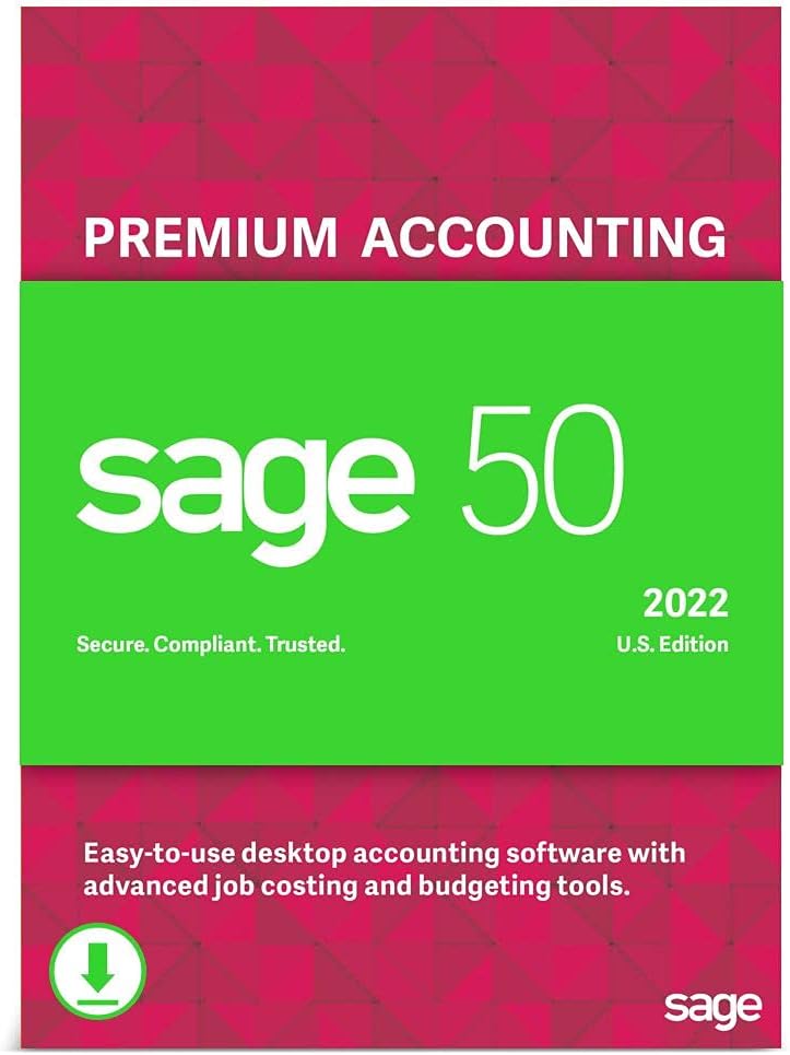 Sage 50 Premium Accounting 2022 U.S. 1-User Small Business Accounting Software [PC Download]