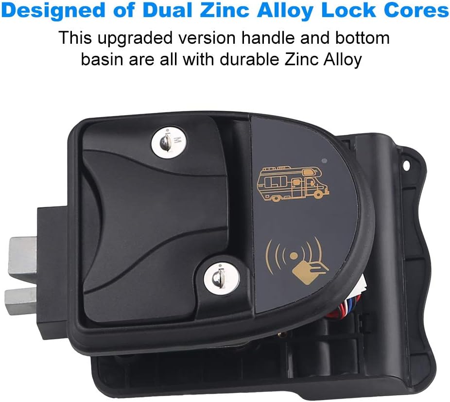 WATERWICH RV Door Lock - IC Card Wireless Remote Control RV Entry Door Latch Zinc Alloy for Caravan Camper Bus Yacht Ferry Truck RV