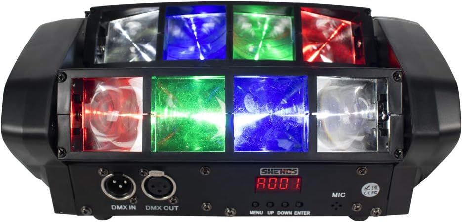 SHEHDS Beam Stage Lights 8x6W RGBW Mini LED Strobe Light DMX-512 Control Moving Head Party Light Bar DJ Light Sound Activated for Pub Festival Disco Show Wedding Event