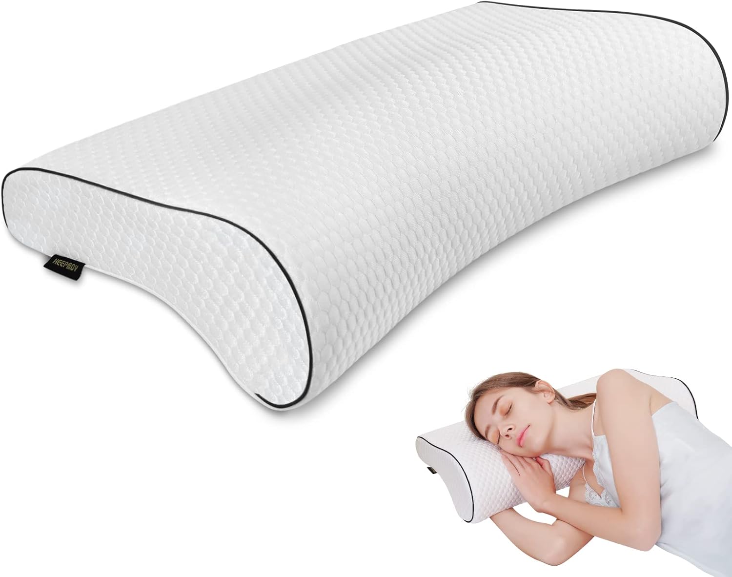 KEEPMOV Side Sleeper Pillow for Neck Pain Relief and Shoulder Pain Relief Memory Foam Pillow Orthopedic Contour Cervical Pillow with Softness and Support The Back Sleep and Stomach Sleep