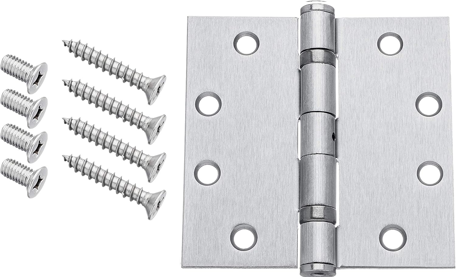 Dynasty Hardware Commercial Grade Ball Bearing Door Hinge 4-1/2 x 4-1/2 Full Mortise Brushed Chrome, Non-Removable Pin - 3- Pack