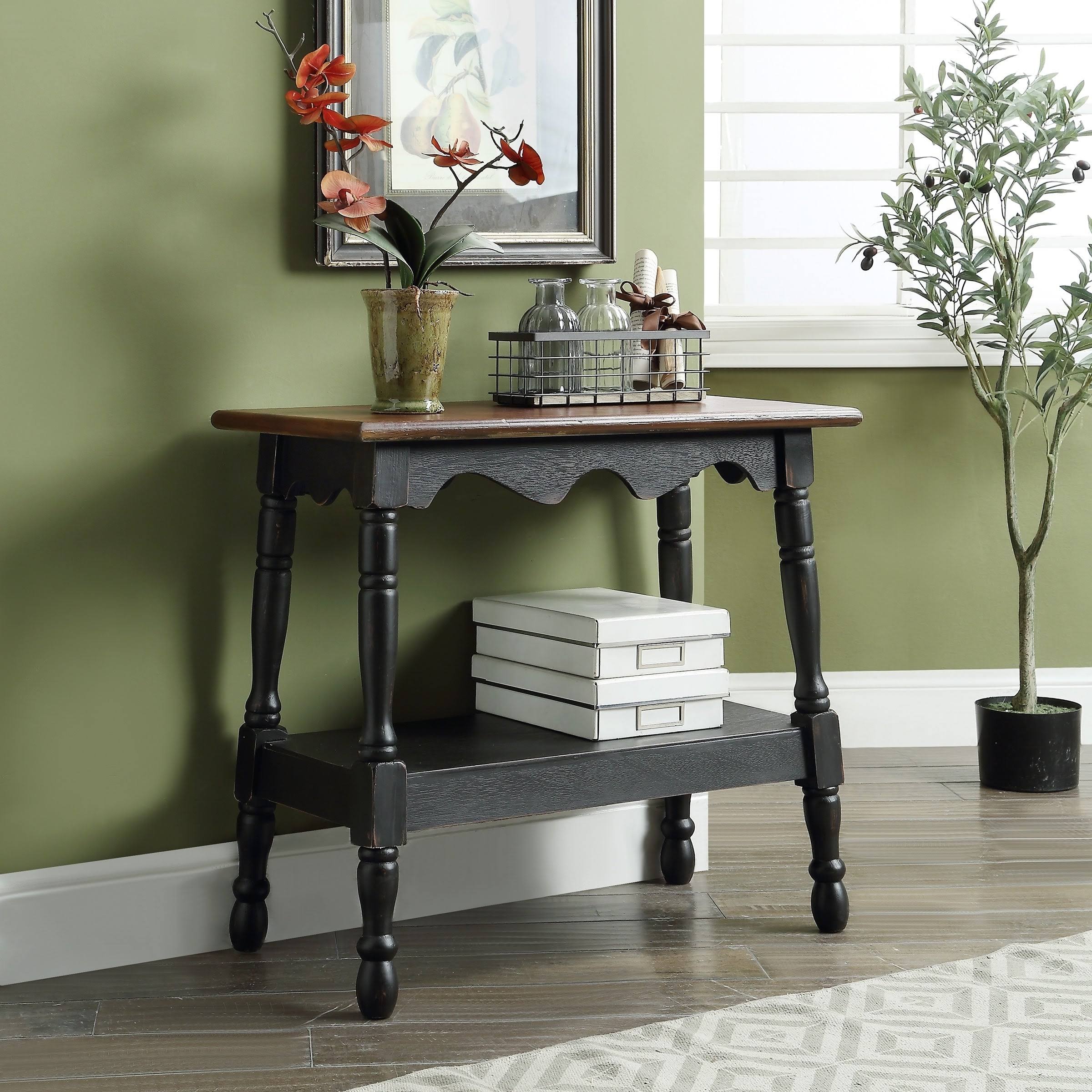 Crestview Collection Whitby Black 1-Shelf Side Table with Turned Legs